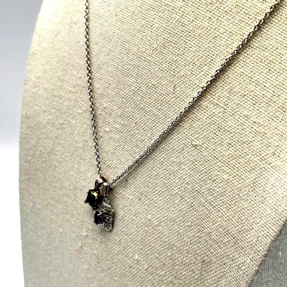 Sterling Silver & Amethyst Necklace With Double Pendants.  B26 - Picture 5 of 11